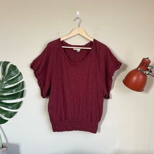 Anthropologie Saturday Sunday Slub Cotton Smocked Waist Tee